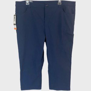 Eddie Bauer Tech Capri Pants Womens 16 Navy Blue DWR Stretch Hiking Trail Casual